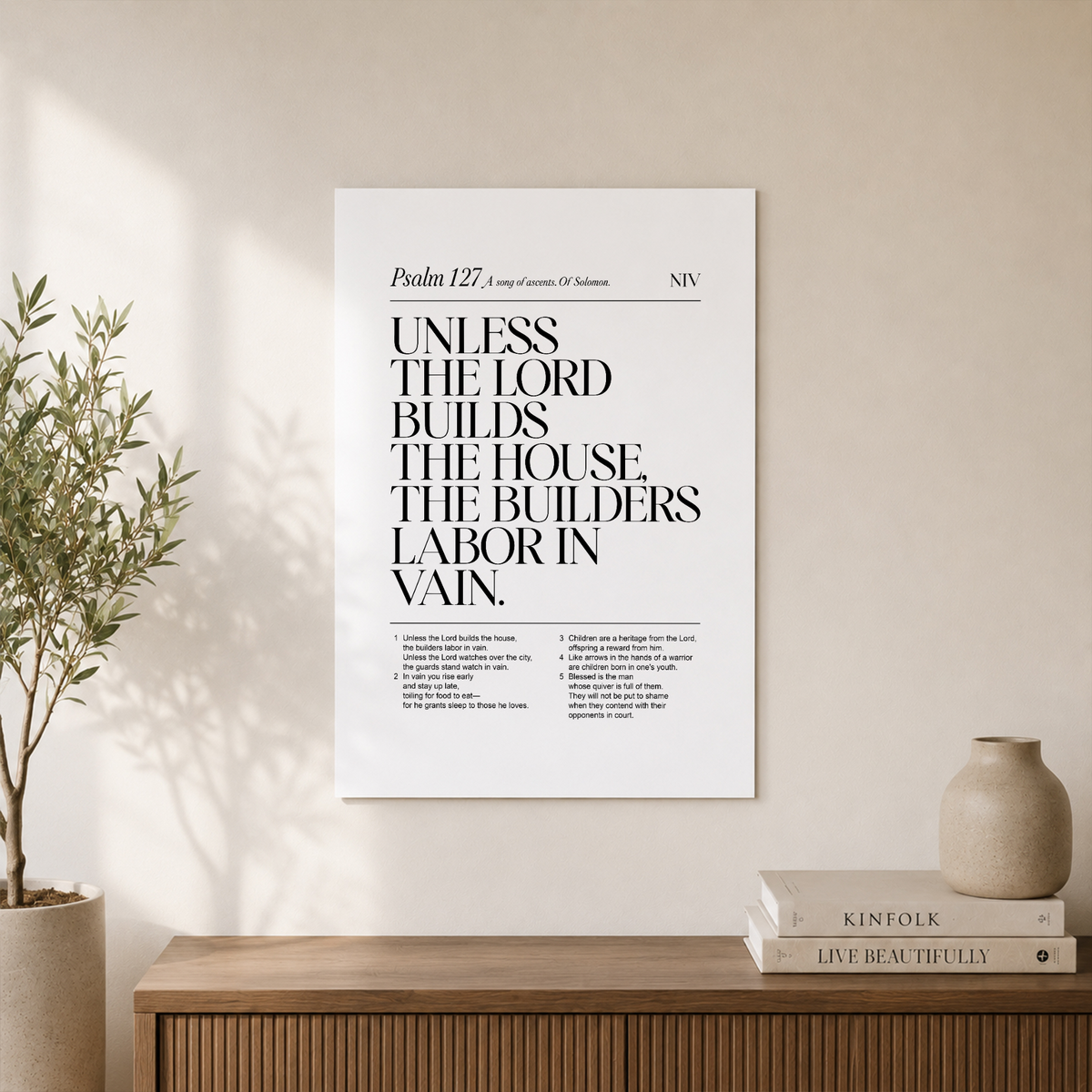 Psalm 127 Christian Wall Art, Family Scripture Poster - Format: Unframed Paper Poster