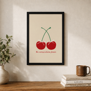 Psalm 136 His Mercy Endures Forever Christian Wall Art, Red Cherry Poster - Format: Black Framed Poster