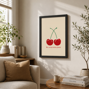 Psalm 136 His Mercy Endures Forever Christian Wall Art, Red Cherry Poster - Format: Black Framed Poster