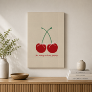 Psalm 136 His Mercy Endures Forever Christian Wall Art, Red Cherry Poster - Format: Stretched Canvas