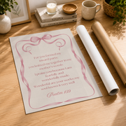Psalm 139 Christian Nursery Wall Art, Pink Bow Bible Verse Poster - Format: Rolled Canvas