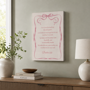 Psalm 139 Christian Nursery Wall Art, Pink Bow Bible Verse Poster - Format: Stretched Canvas