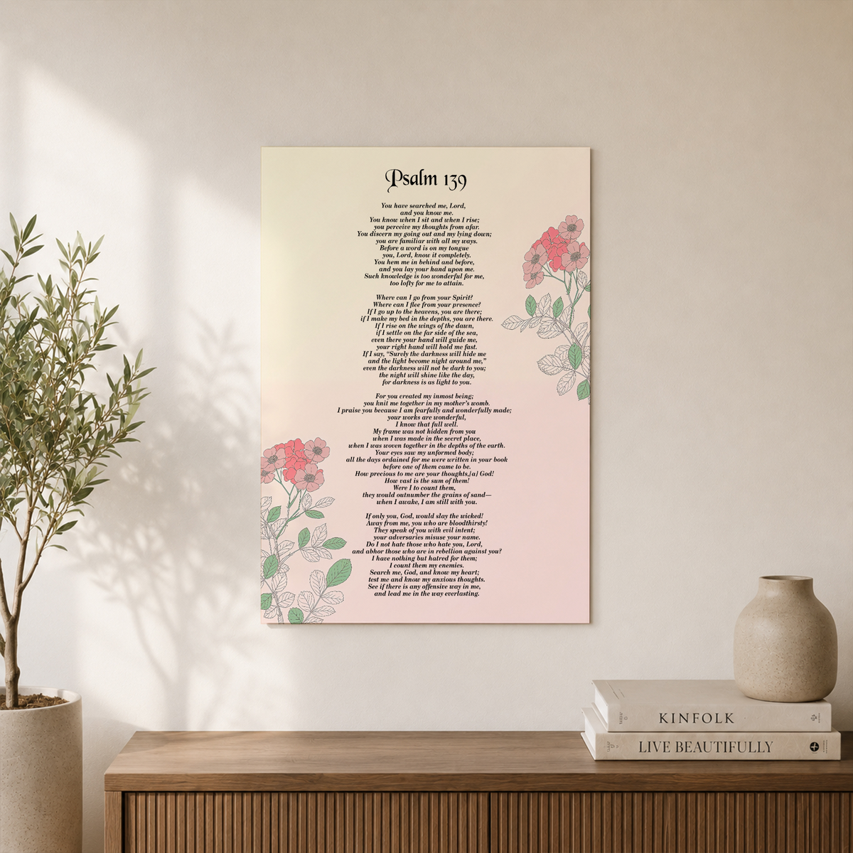 Psalm 139 Christian Wall Art, Modern Bible Verse Scripture Poster - Format: Unframed Paper Poster