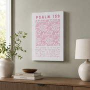 Psalm 139 Coastal Granddaughter Print Christian Wall Art Bible Verse Pink Girly Apartment Gift - Format: Stretched Canvas