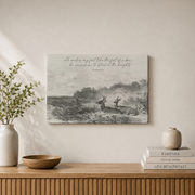 Psalm 18 Feet Like A Deer Christian Wall Art, Vintage Scripture Poster - Format: Stretched Canvas