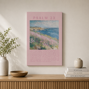 Psalm 23 Christian Wall Art Granddaughter Bible Verse Pink Coastal Poster Scripture Gift Home Decor - Format: Stretched Canvas