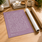 Psalm 23 Christian Wall Art, Minimalist Shepherd Scripture Poster - Format: Rolled Canvas