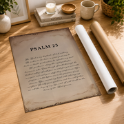 Psalm 23 Christian Wall Art, Vintage Old Paper Shepherd Scripture Poster - Format: Rolled Canvas