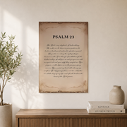 Psalm 23 Christian Wall Art, Vintage Old Paper Shepherd Scripture Poster - Format: Unframed Paper Poster