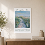 Psalm 23 Coastal Christian Wall Art, Sage Green Scripture Poster - Format: Unframed Paper Poster