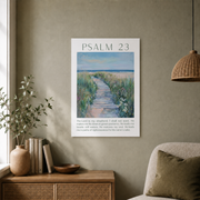 Psalm 23 Coastal Christian Wall Art, Sage Green Scripture Poster - Format: Unframed Paper Poster