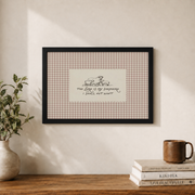 Psalm 23 Gingham Christian Nursery Wall Art, Bible Verse Poster - Format: Black Framed Poster