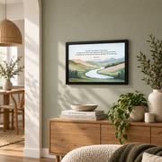 Psalm 23 Green Pastures Christian Wall Art, Serene Shepherd Landscape Poster - Format: Black Framed Poster