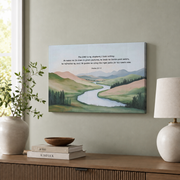 Psalm 23 Green Pastures Christian Wall Art, Serene Shepherd Landscape Poster - Format: Stretched Canvas