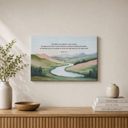 Psalm 23 Green Pastures Christian Wall Art, Serene Shepherd Landscape Poster - Format: Stretched Canvas