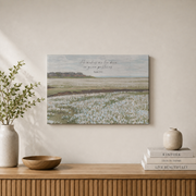 Psalm 23 Green Pastures Christian Wall Art, Vintage Landscape Scripture Poster - Format: Stretched Canvas