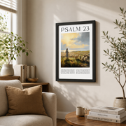 Psalm 23 Minimalist Christian Wall Art, The Lord Is My Shepherd Poster - Format: Black Framed Poster