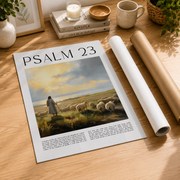Psalm 23 Minimalist Christian Wall Art, The Lord Is My Shepherd Poster - Format: Rolled Canvas