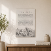 Psalm 23 Shepherd Christian Wall Art, Vintage Sketch Landscape Poster - Format: Unframed Paper Poster