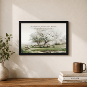 Psalm 23 Still Waters Christian Wall Art, Vintage Sheep Scripture Poster - Format: Black Framed Poster