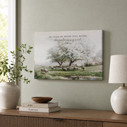 Psalm 23 Still Waters Christian Wall Art, Vintage Sheep Scripture Poster - Format: Stretched Canvas
