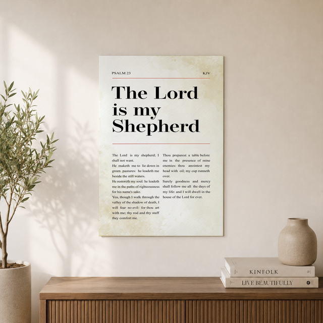 Psalm 23 The Lord Is My Shepherd Christian Wall Art, KJV Scripture Poster - Format: Unframed Paper Poster
