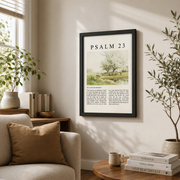 Psalm 23 The Lord Is My Shepherd Christian Wall Art, Vintage Oil Painting Poster - Format: Black Framed Poster