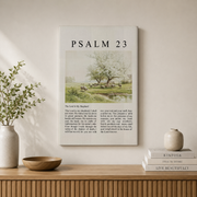 Psalm 23 The Lord Is My Shepherd Christian Wall Art, Vintage Oil Painting Poster - Format: Stretched Canvas