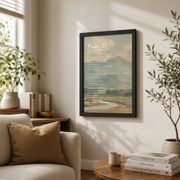 Psalm 23 Vintage Landscape Christian Wall Art, Pastor Appreciation Poster - Format: Black Framed Poster