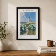Psalm 27 Lighthouse Christian Wall Art, The Lord Is My Light Poster - Format: Black Framed Poster