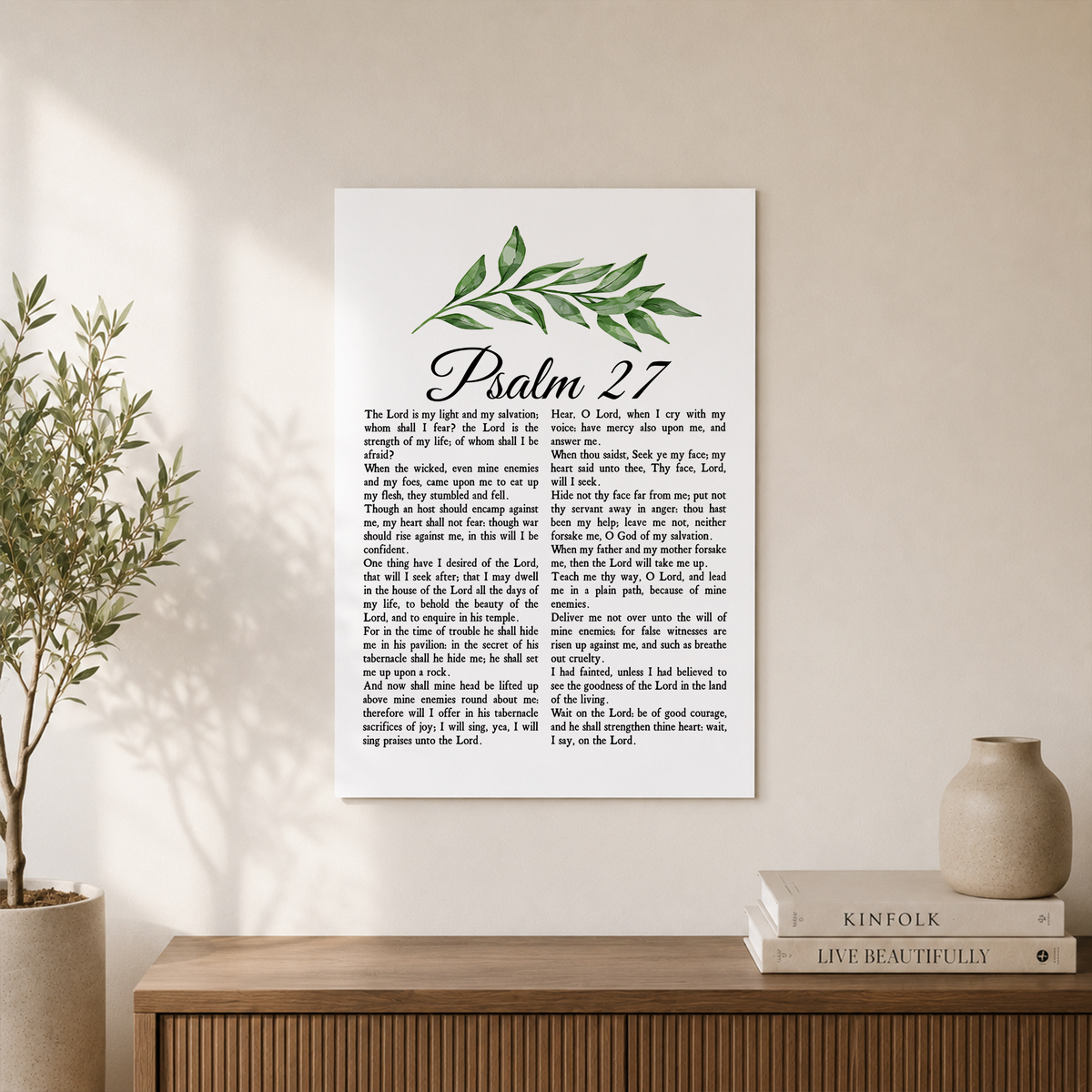 Psalm 27 The Lord Is My Light Christian Wall Art, Scripture Faith Poster - Format: Unframed Paper Poster