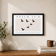 Psalm 32:8 Christian Wall Art, I Will Instruct And Teach You Scripture Poster - Format: Black Framed Poster