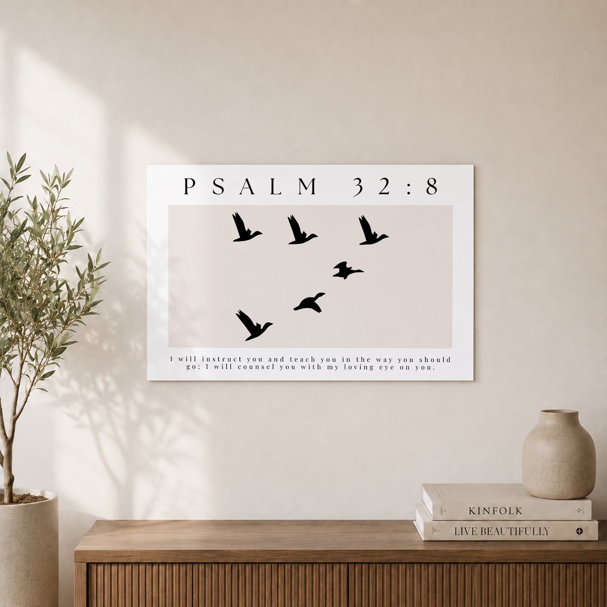 Psalm 32:8 Christian Wall Art, I Will Instruct And Teach You Scripture Poster - Format: Unframed Paper Poster