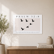 Psalm 32:8 Christian Wall Art, I Will Instruct And Teach You Scripture Poster - Format: Unframed Paper Poster