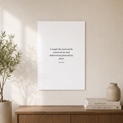 Psalm 34:4 I Sought The Lord Christian Wall Art, Scripture Home Poster - Format: Unframed Paper Poster