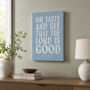 Psalm 34 Scripture Wall Art Taste And See That The Lord Is Good Coastal Christian Bible Verse Decor - Format: Stretched Canvas
