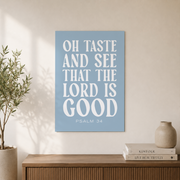 Psalm 34 Scripture Wall Art Taste And See That The Lord Is Good Coastal Christian Bible Verse Decor - Format: Unframed Paper Poster