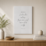Psalm 4:8 In Peace I Will Sleep Christian Wall Art, Minimal Scripture Poster - Format: Stretched Canvas