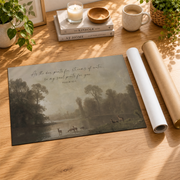 Psalm 42 Deer Christian Wall Art, Moody Vintage Nature Scripture Poster - Format: Rolled Canvas