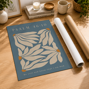 Psalm 46:10 Be Still Christian Wall Art, Retro Floral Scripture Poster - Format: Rolled Canvas