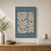 Psalm 46:10 Be Still Christian Wall Art, Retro Floral Scripture Poster - Format: Stretched Canvas