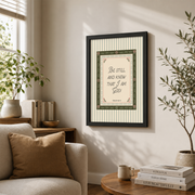 Psalm 46:10 Green Farmhouse Christian Wall Art, Be Still Scripture Poster - Format: Black Framed Poster