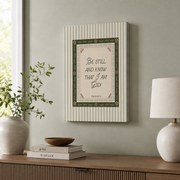 Psalm 46:10 Green Farmhouse Christian Wall Art, Be Still Scripture Poster - Format: Stretched Canvas