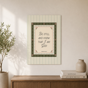 Psalm 46:10 Green Farmhouse Christian Wall Art, Be Still Scripture Poster - Format: Unframed Paper Poster