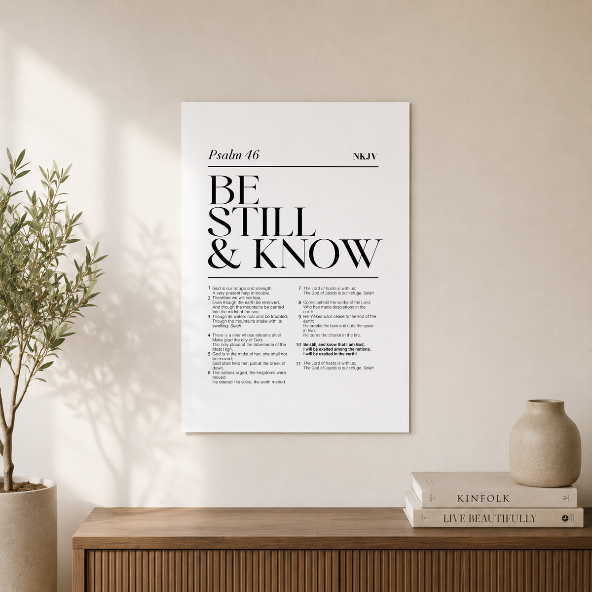 Psalm 46 Be Still And Know Christian Wall Art, Minimalist Prayer Room Poster - Format: Unframed Paper Poster