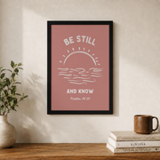 Psalm 46 Beachy Christian Wall Art, Tropical Bible Verse Poster - Format: Black Framed Poster