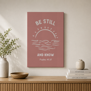 Psalm 46 Beachy Christian Wall Art, Tropical Bible Verse Poster - Format: Stretched Canvas