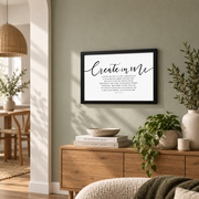 Psalm 51 Create In Me A Pure Heart Christian Wall Art, Scripture Poster - Format: Black Framed Poster