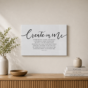 Psalm 51 Create In Me A Pure Heart Christian Wall Art, Scripture Poster - Format: Stretched Canvas