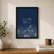 Psalm 61:2 When My Heart Is Overwhelmed Christian Wall Art Poster - Format: Black Framed Poster